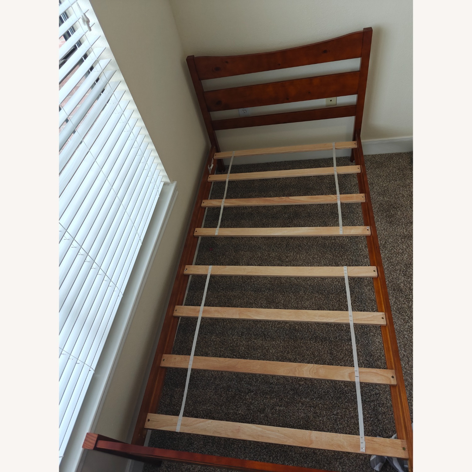 Giantex Wood Bed Frame Twin Size, Rustic Style - image-1