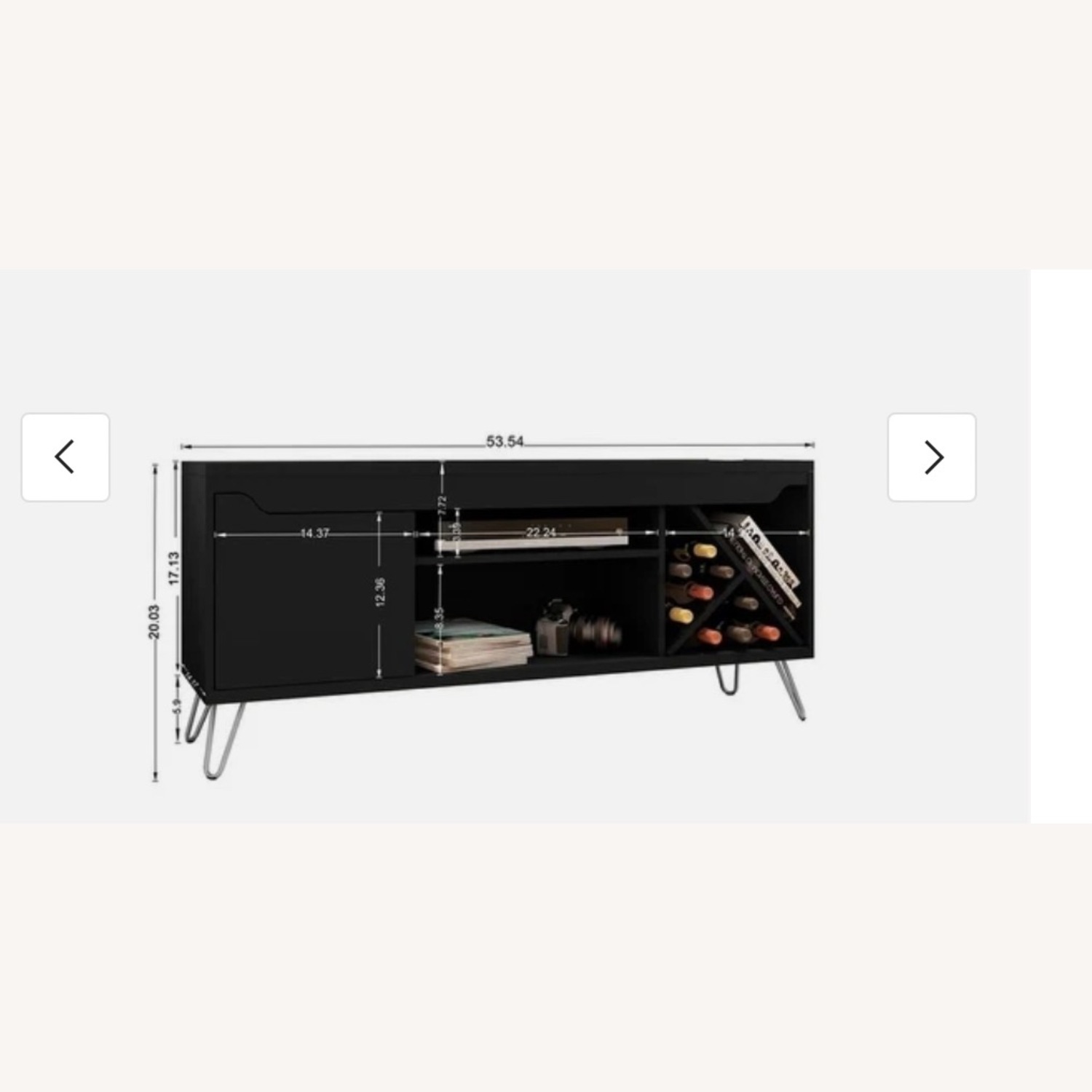 Baxter Mid Century- Modern 53.54 In. Wine Rack Media Cabinet Console - image-9