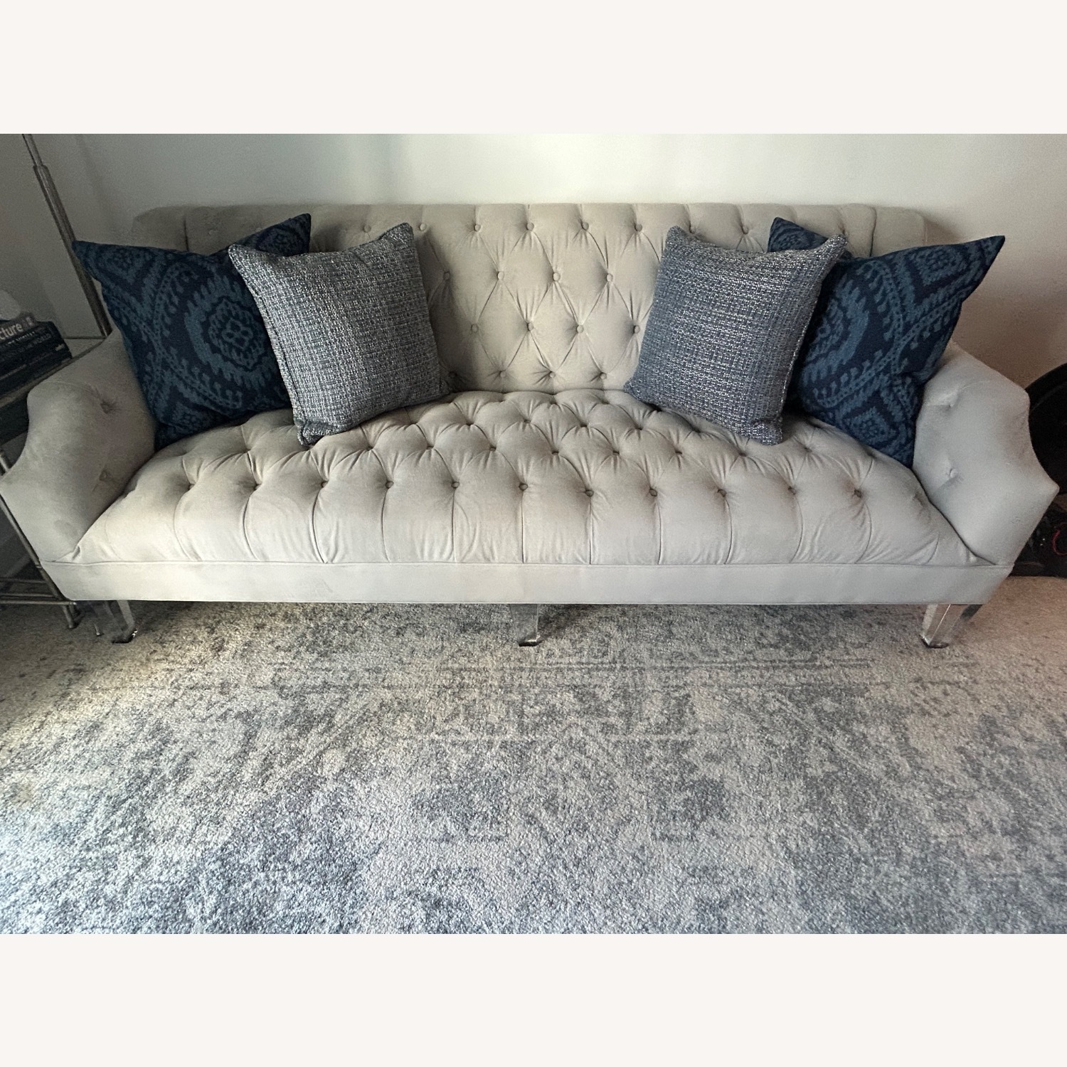 Z Gallerie Gray Tufted Velvet Sofa - image-3
