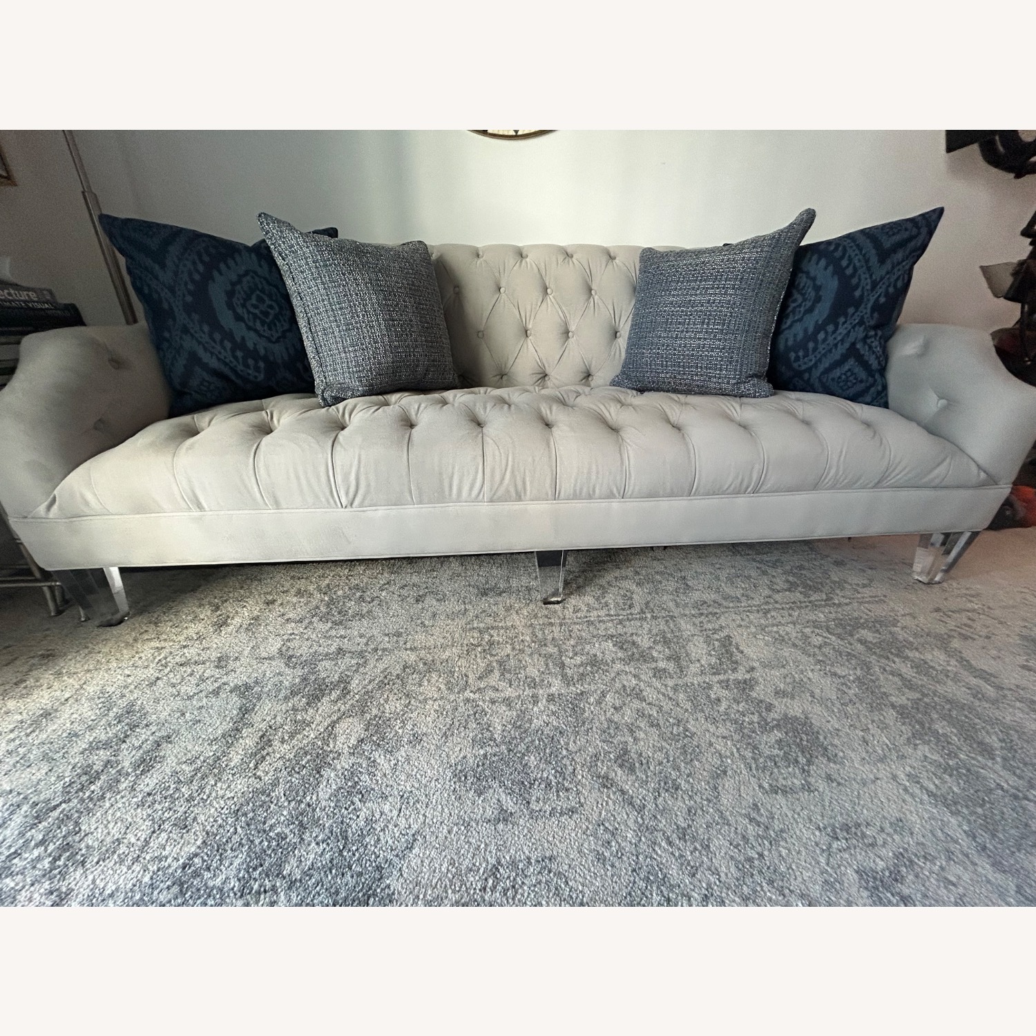 Z Gallerie Gray Tufted Velvet Sofa - image-1