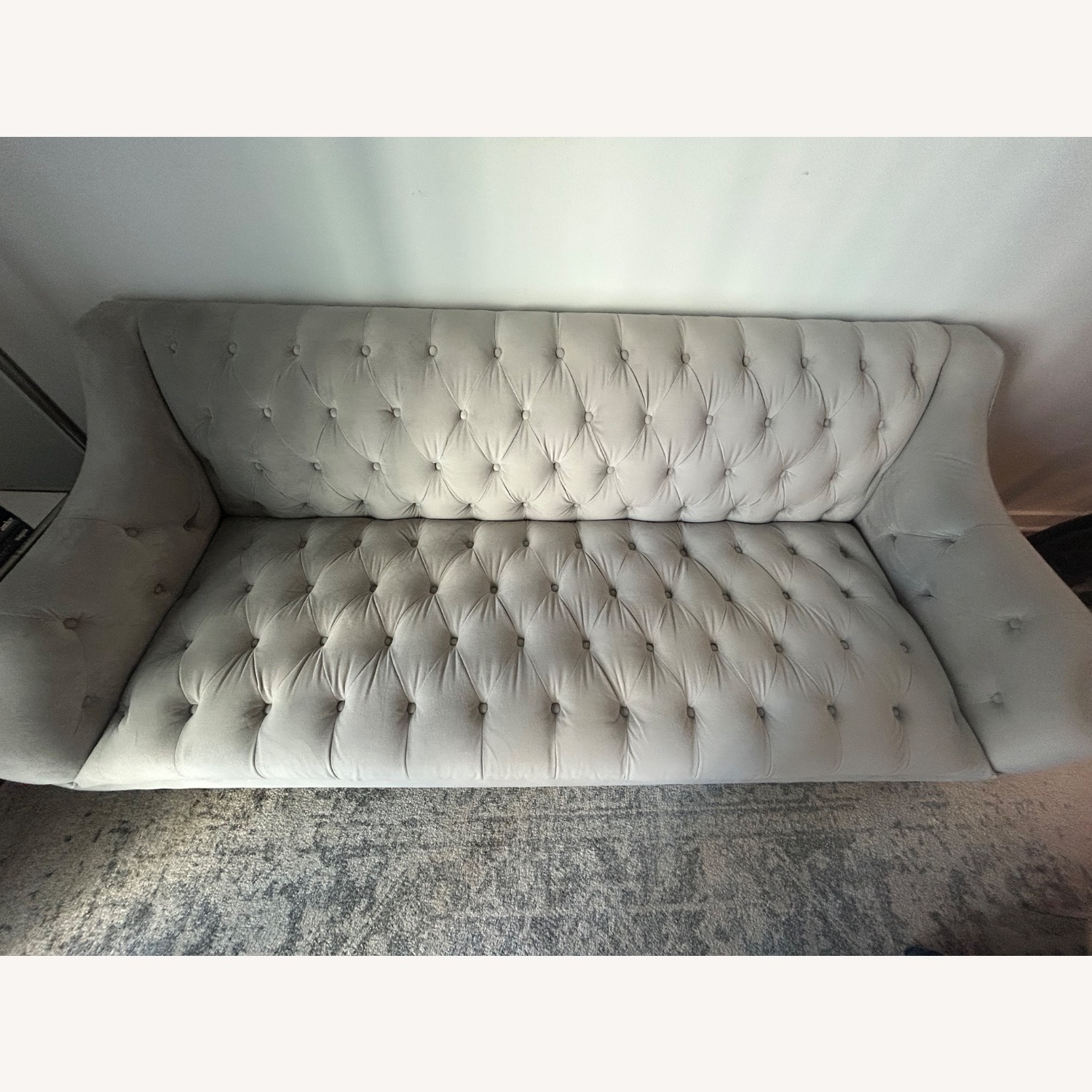 Z Gallerie Gray Tufted Velvet Sofa - image-2