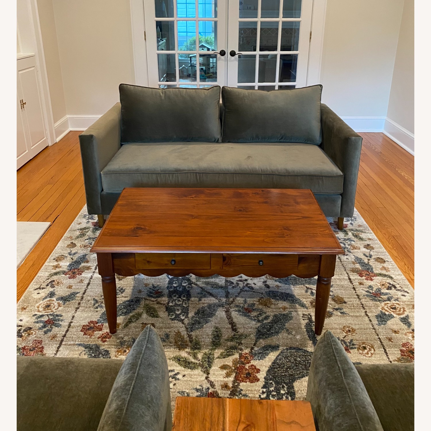 Scallop Edge Solid Wood Coffee Table with Drawers - image-1