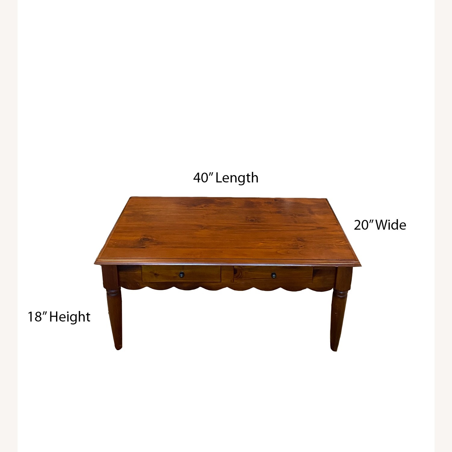 Scallop Edge Solid Wood Coffee Table with Drawers - image-4