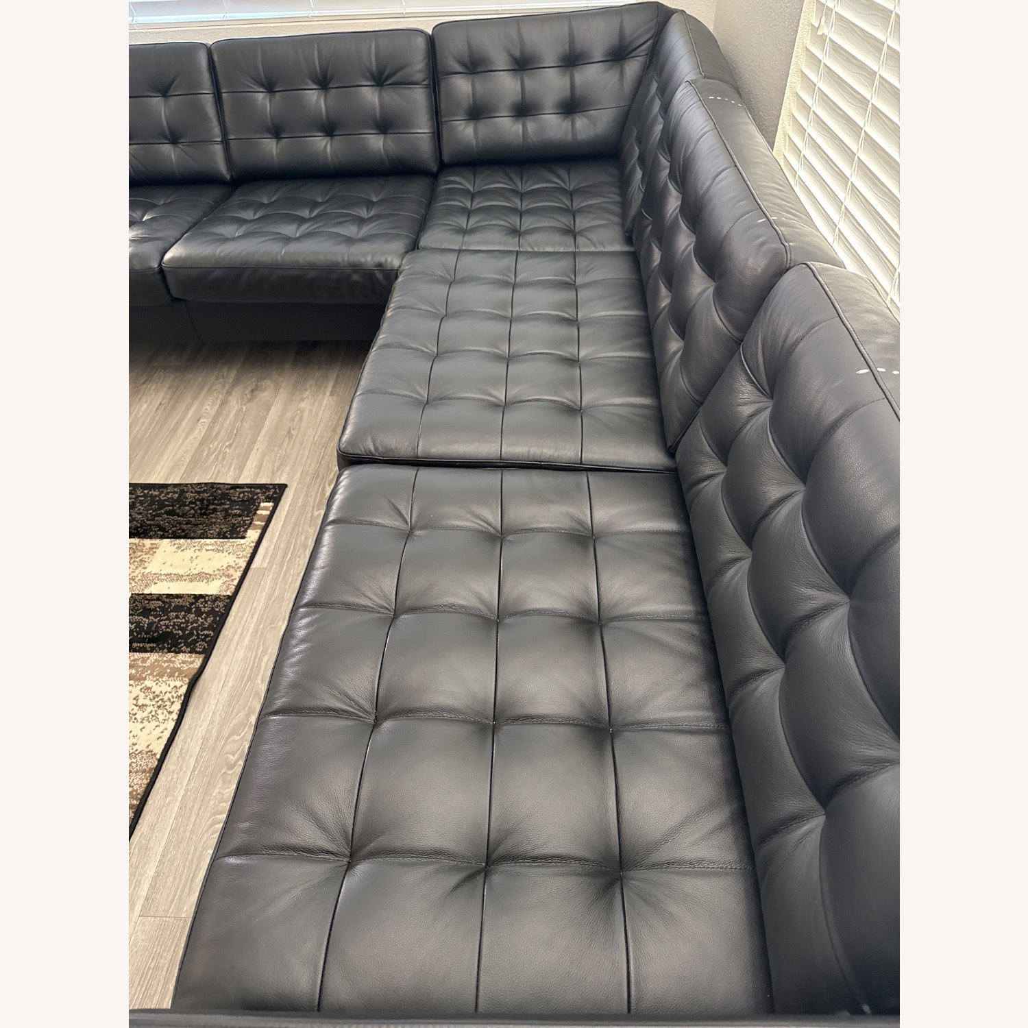IKEA Morabo Black Leather Sectional Sofa - image-4