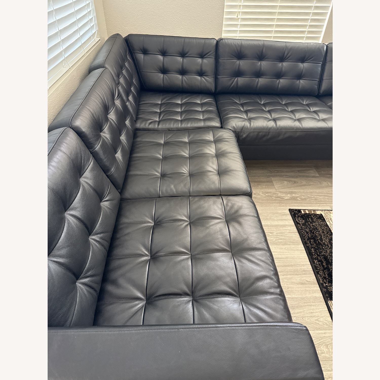 IKEA Morabo Black Leather Sectional Sofa - image-5
