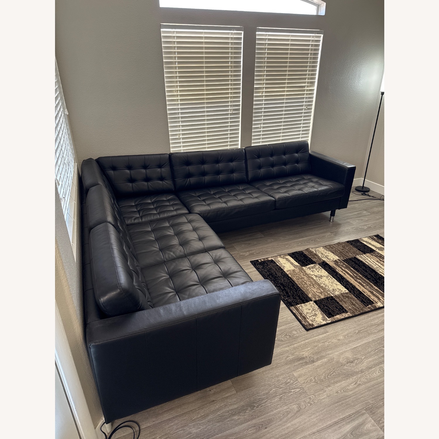 IKEA Morabo Black Leather Sectional Sofa - image-2