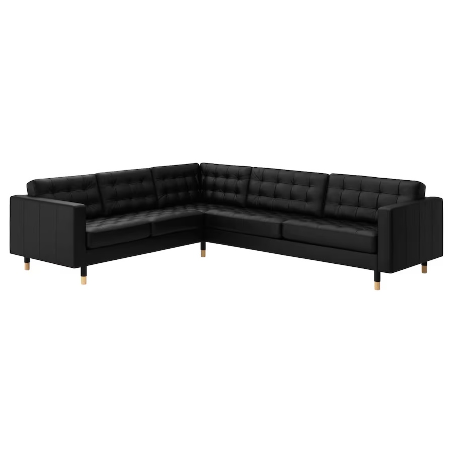 IKEA Morabo Black Leather Sectional Sofa - image-6