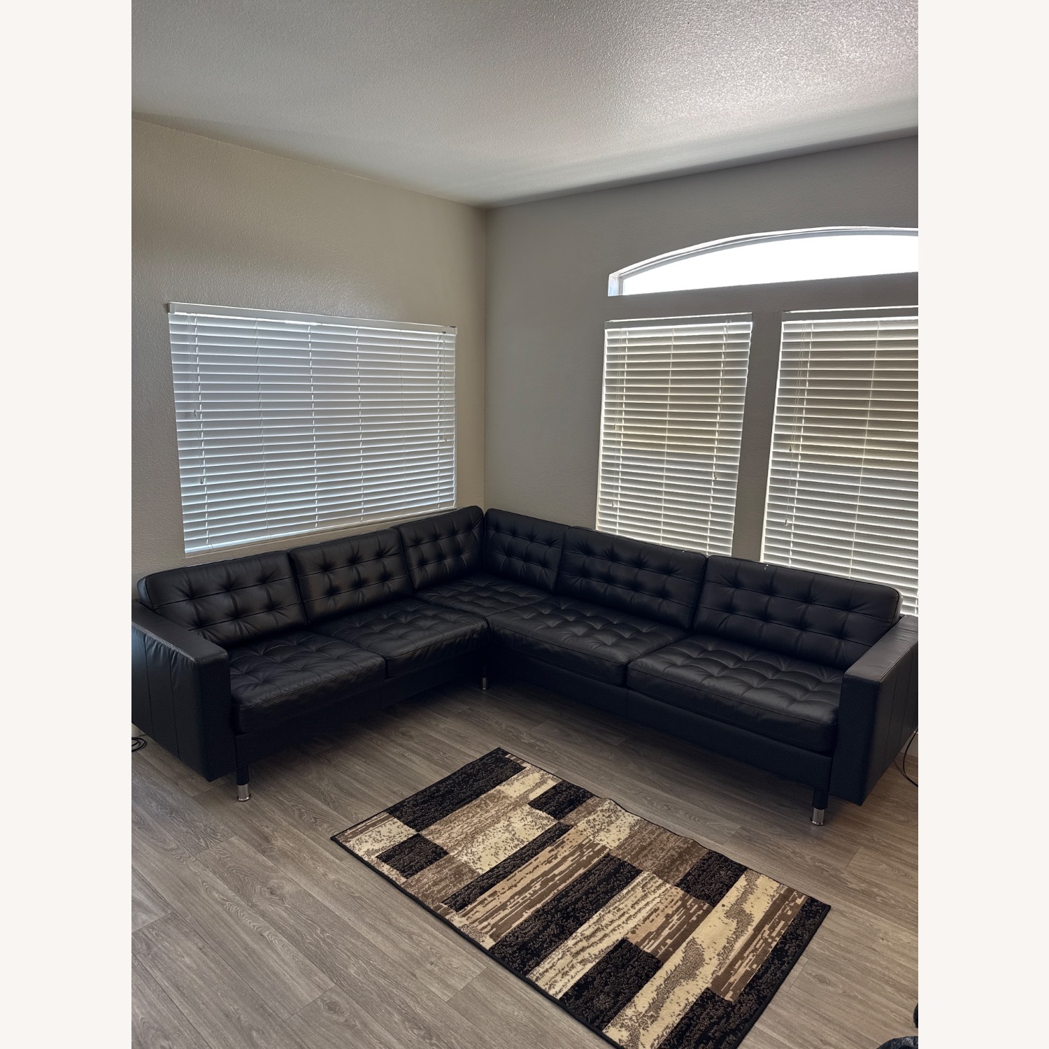 IKEA Morabo Black Leather Sectional Sofa - image-1