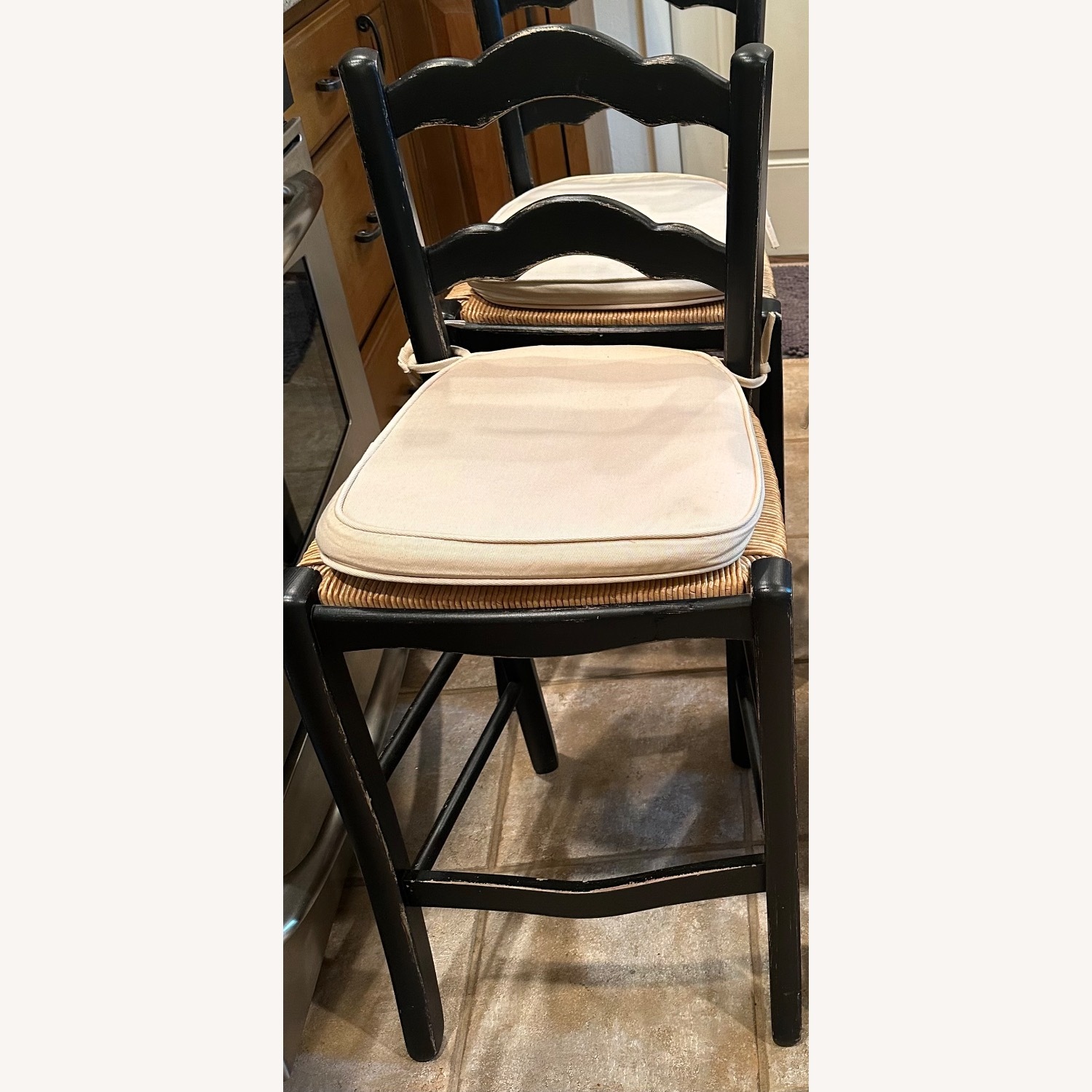 Grange Counter Stools with Back Slats and Rattan Seat - image-2