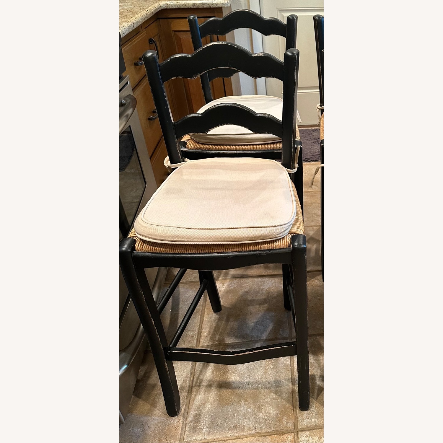 Grange Counter Stools with Back Slats and Rattan Seat - image-3