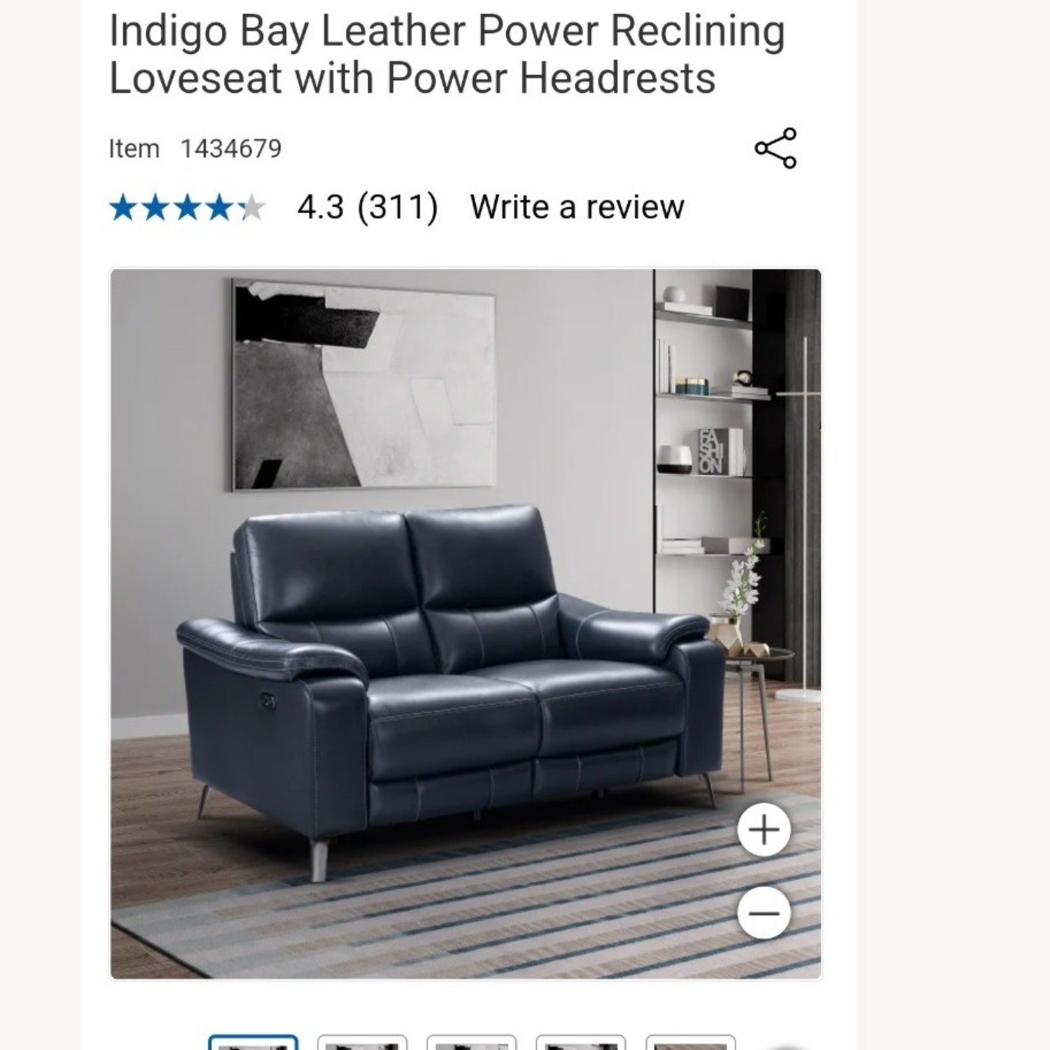 Indigo Power Reclining Loveseat - image-4
