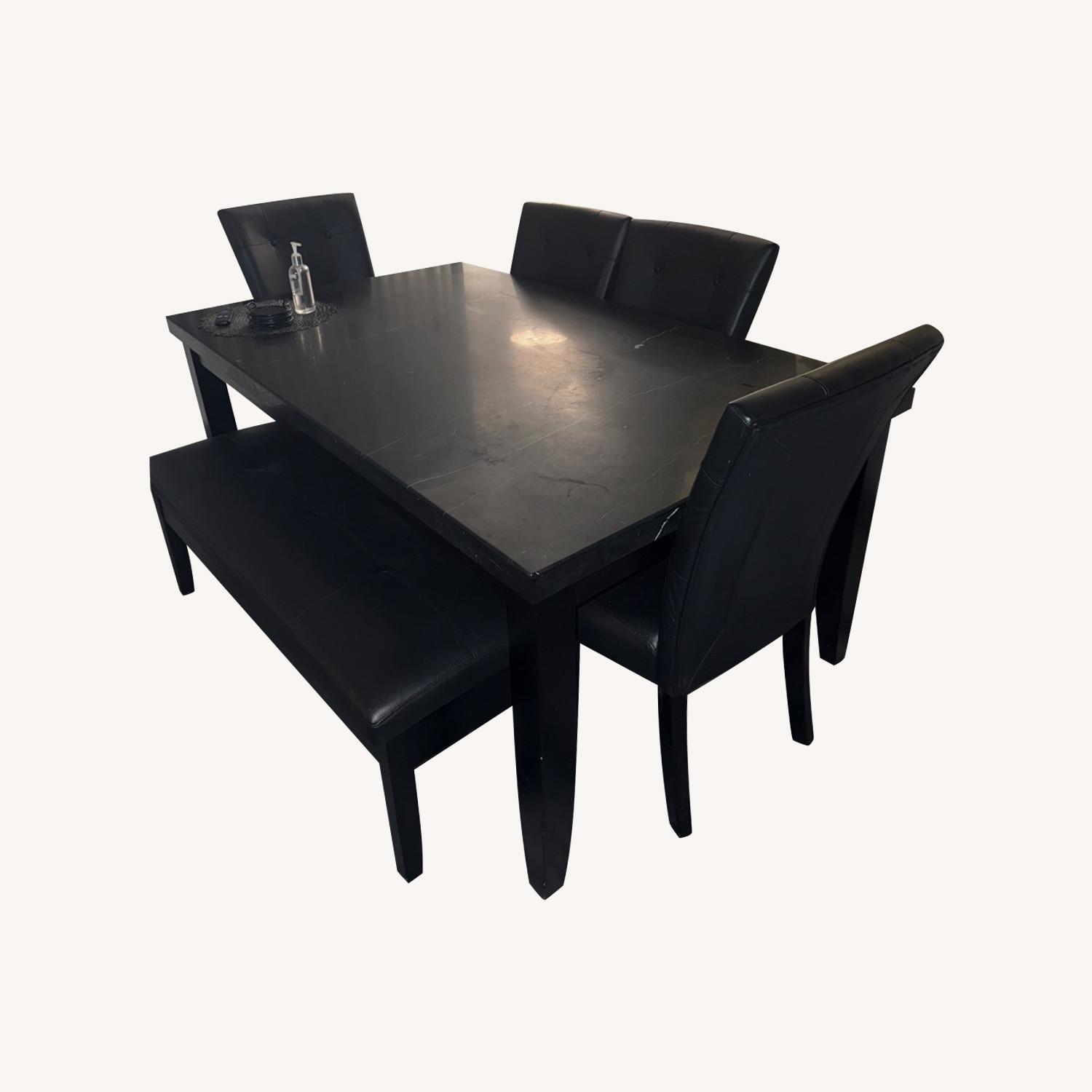 Genuine Marble Table and Leather Chairs - image-0