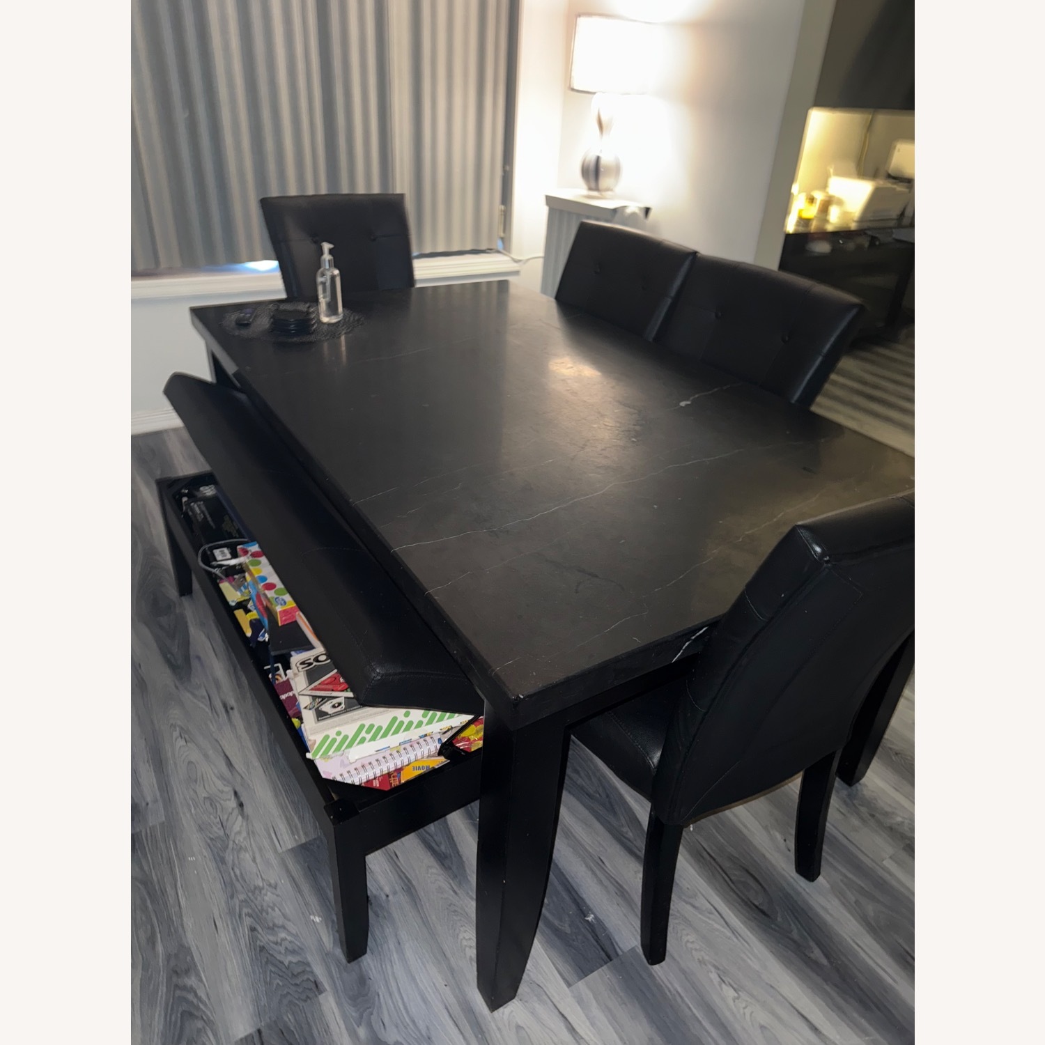 Genuine Marble Table and Leather Chairs - image-2