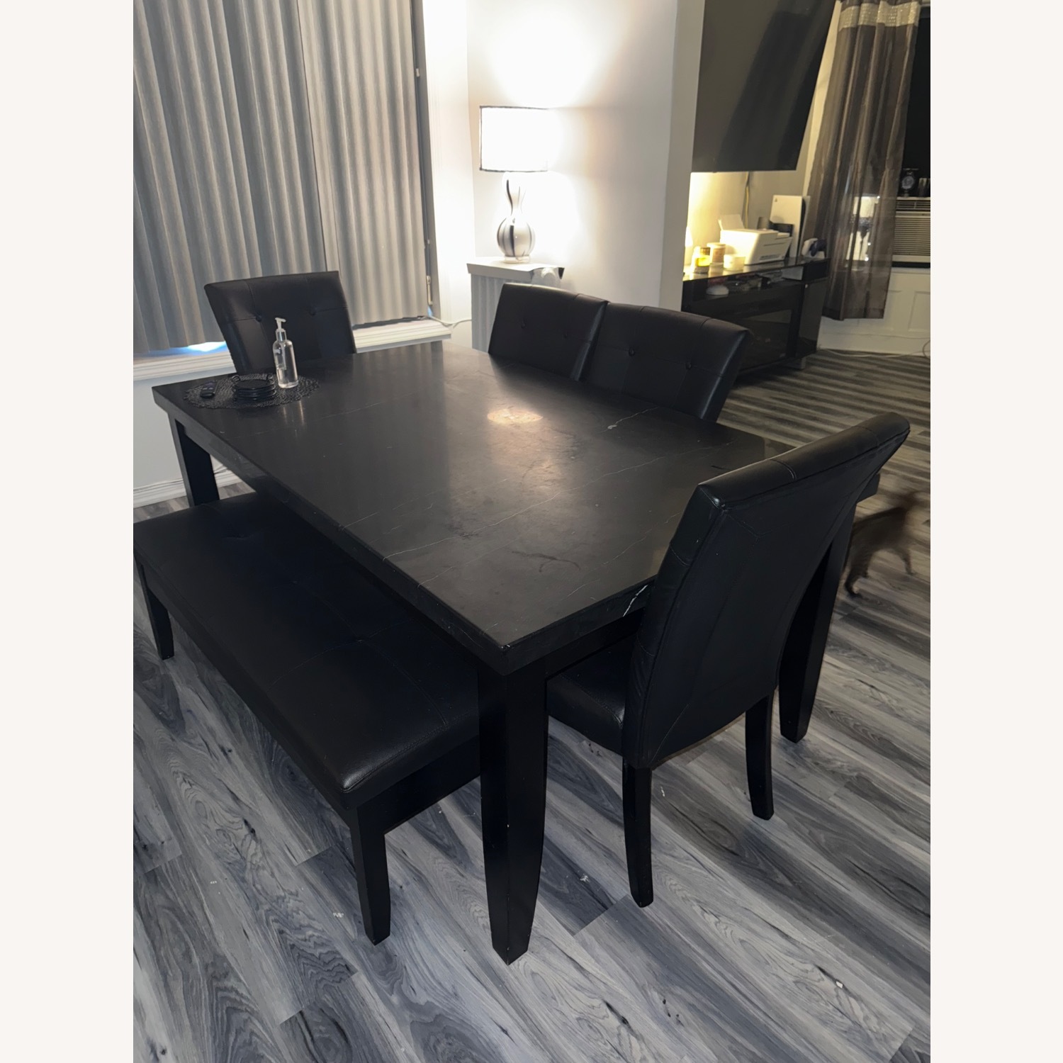 Genuine Marble Table and Leather Chairs - image-3