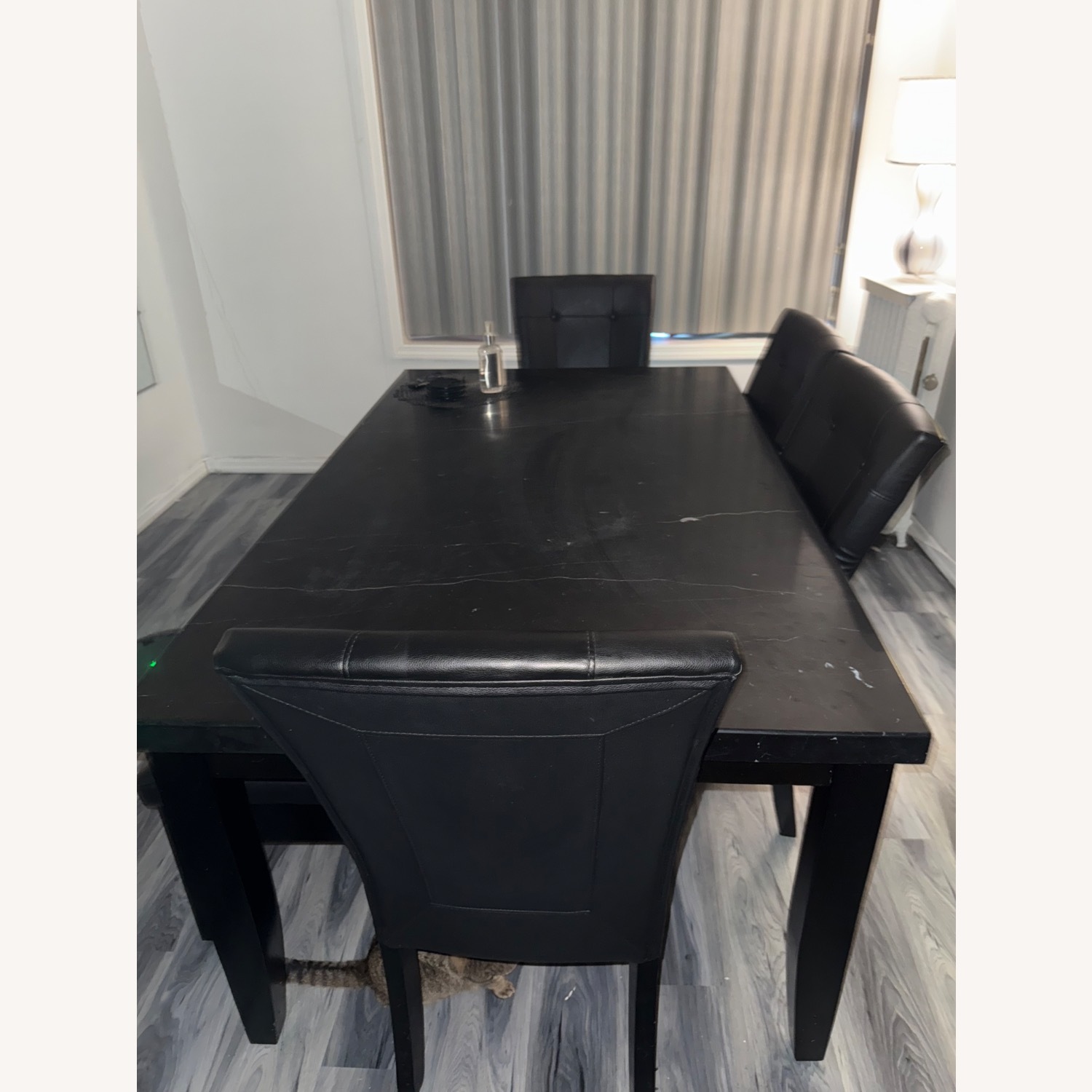 Genuine Marble Table and Leather Chairs - image-1