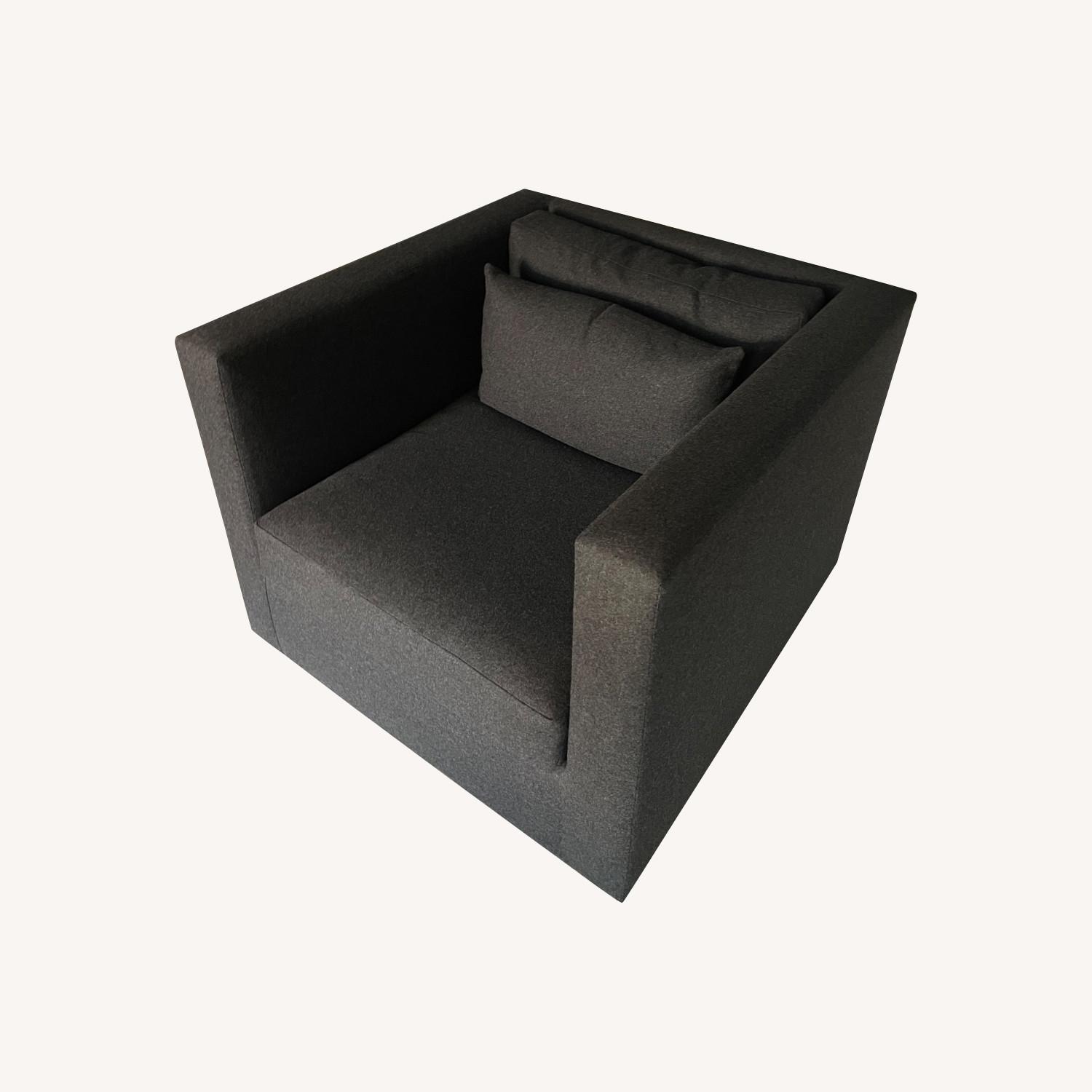 Gray Wool Swivel Sofa Chair - image-0