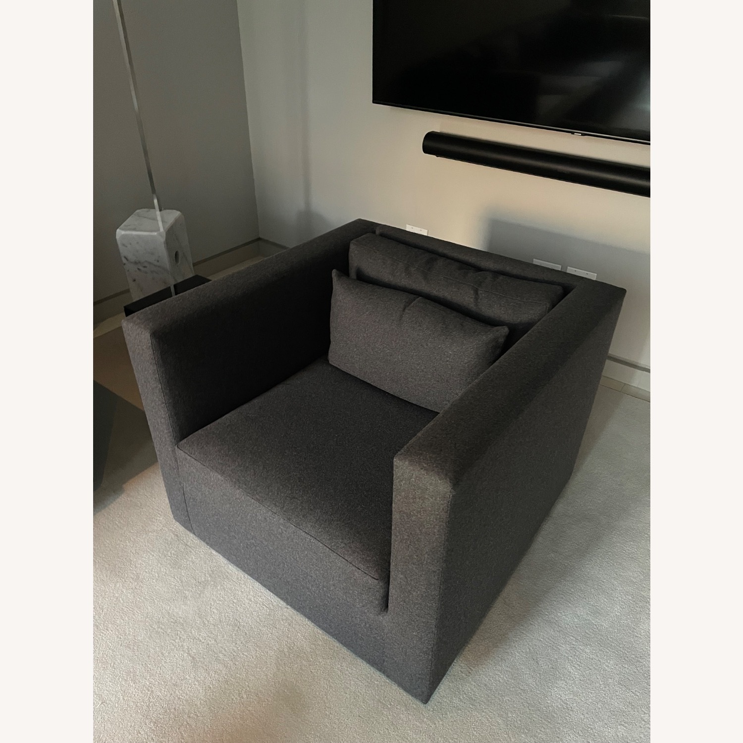 Gray Wool Swivel Sofa Chair - image-3