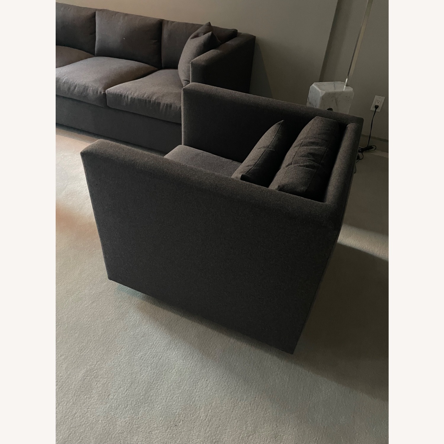 Gray Wool Swivel Sofa Chair - image-2