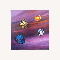 Vintage Colorful Wall Art  "Saturns Rings"