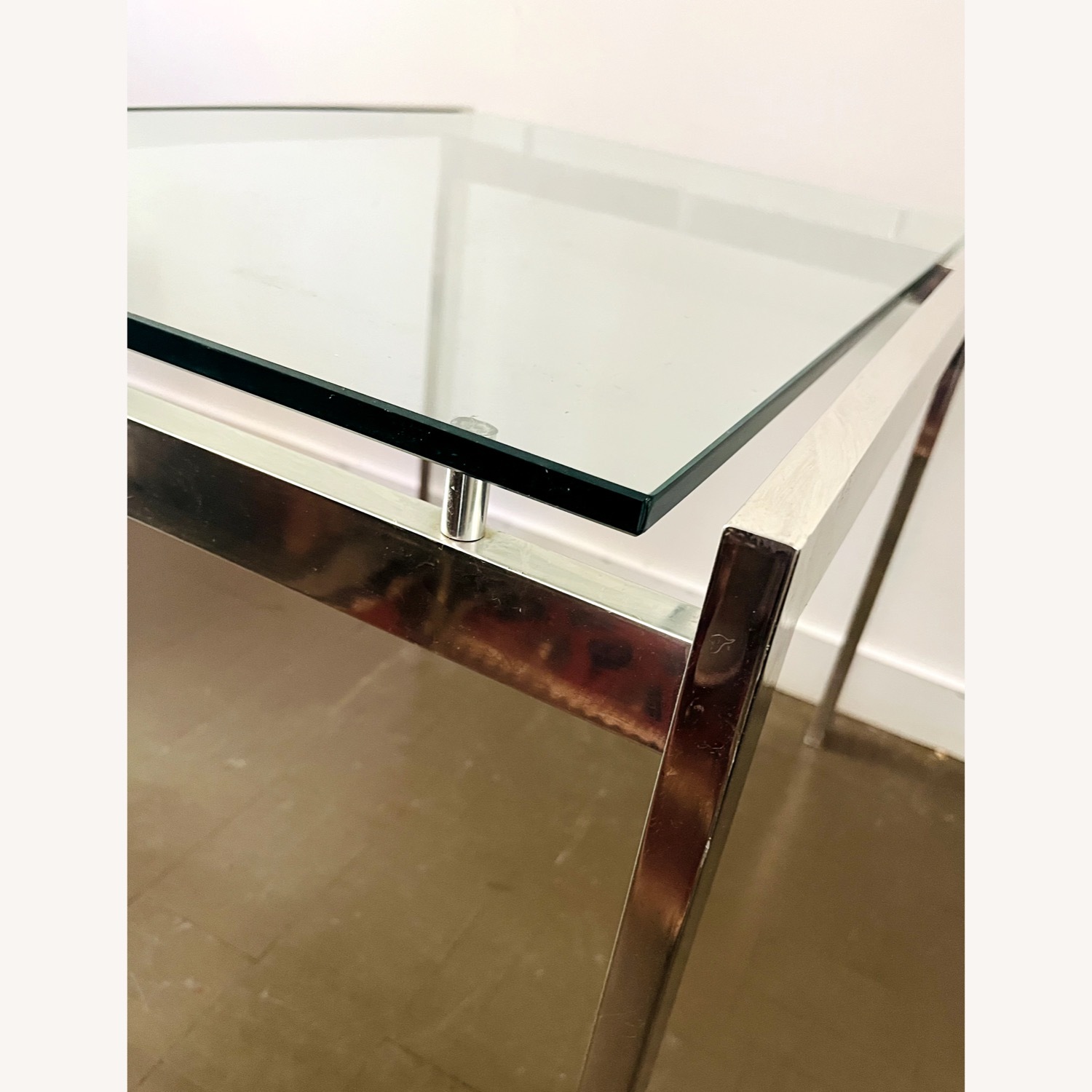 Chrome Coffee Table Floating Glass Glam 1970s - image-11