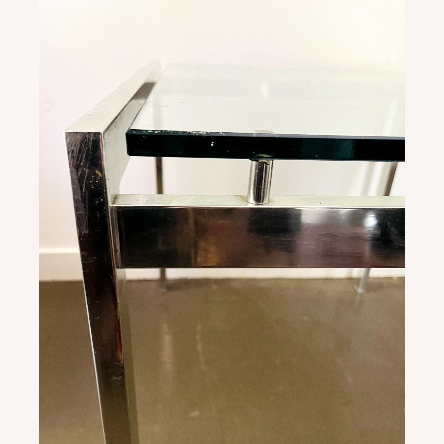 Chrome Coffee Table Floating Glass Glam 1970s - image-10