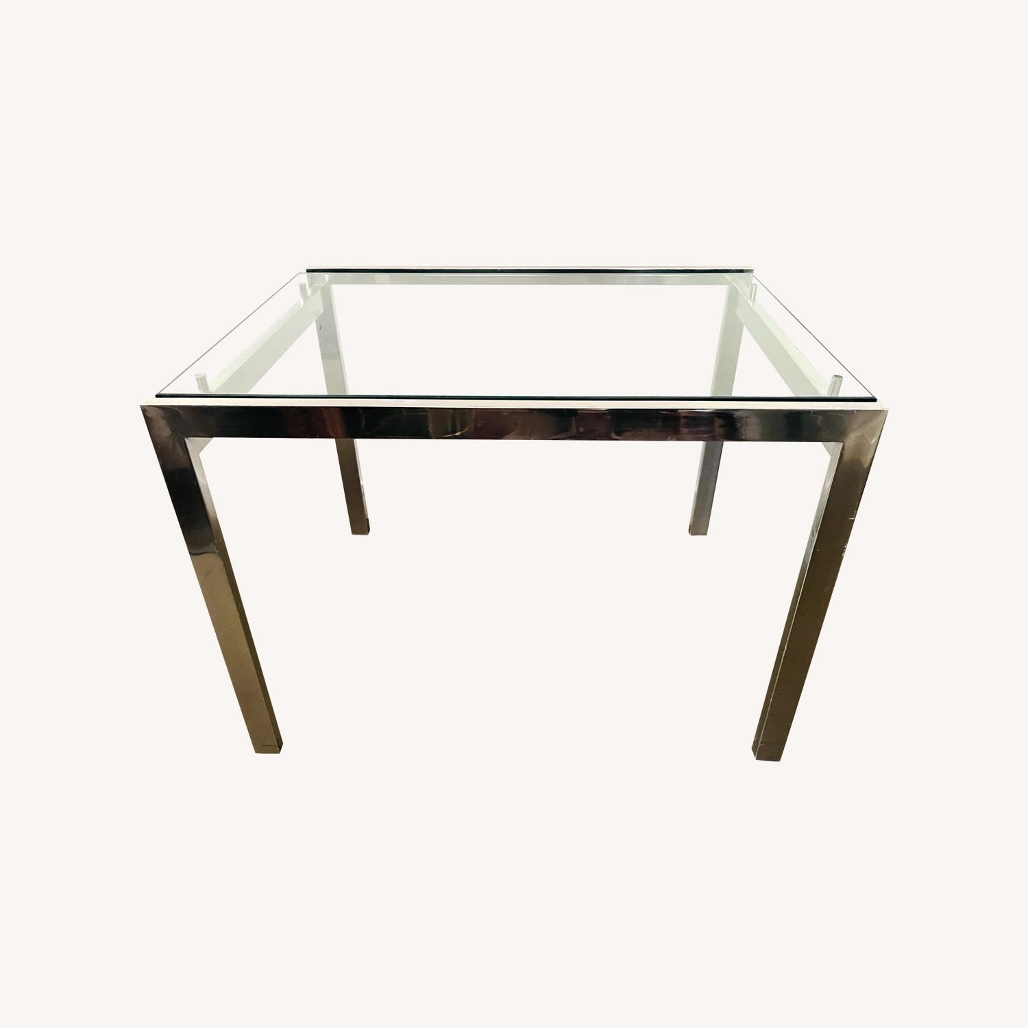 Chrome Coffee Table Floating Glass Glam 1970s - image-0