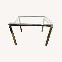 Chrome Coffee Table Floating Glass Glam 1970s