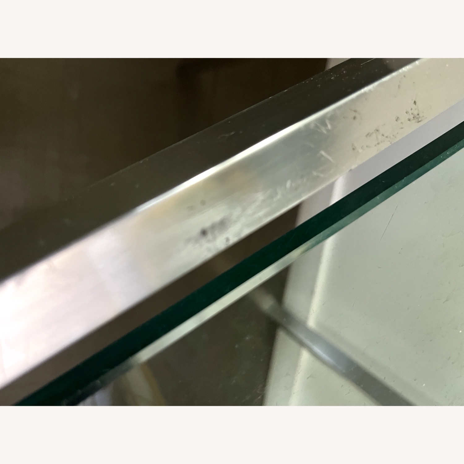 Chrome Coffee Table Floating Glass Glam 1970s - image-9