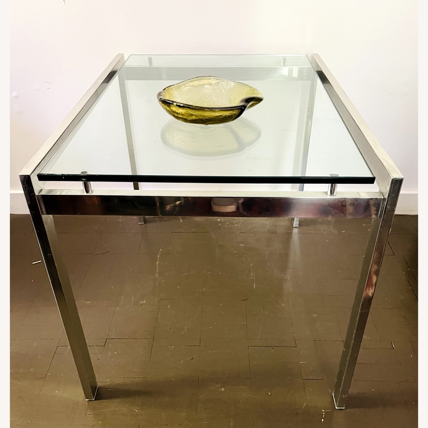 Chrome Coffee Table Floating Glass Glam 1970s - image-14