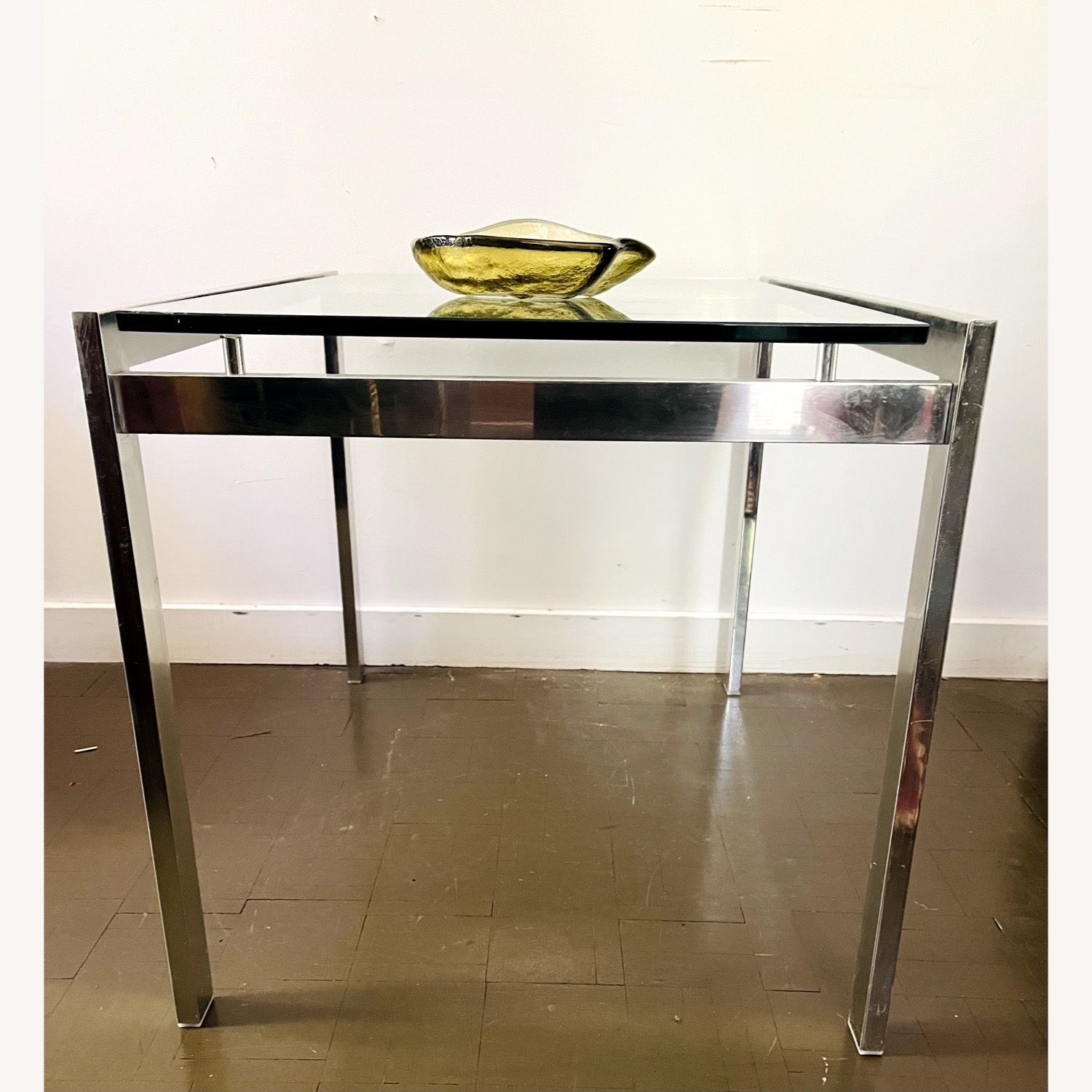 Chrome Coffee Table Floating Glass Glam 1970s - image-5