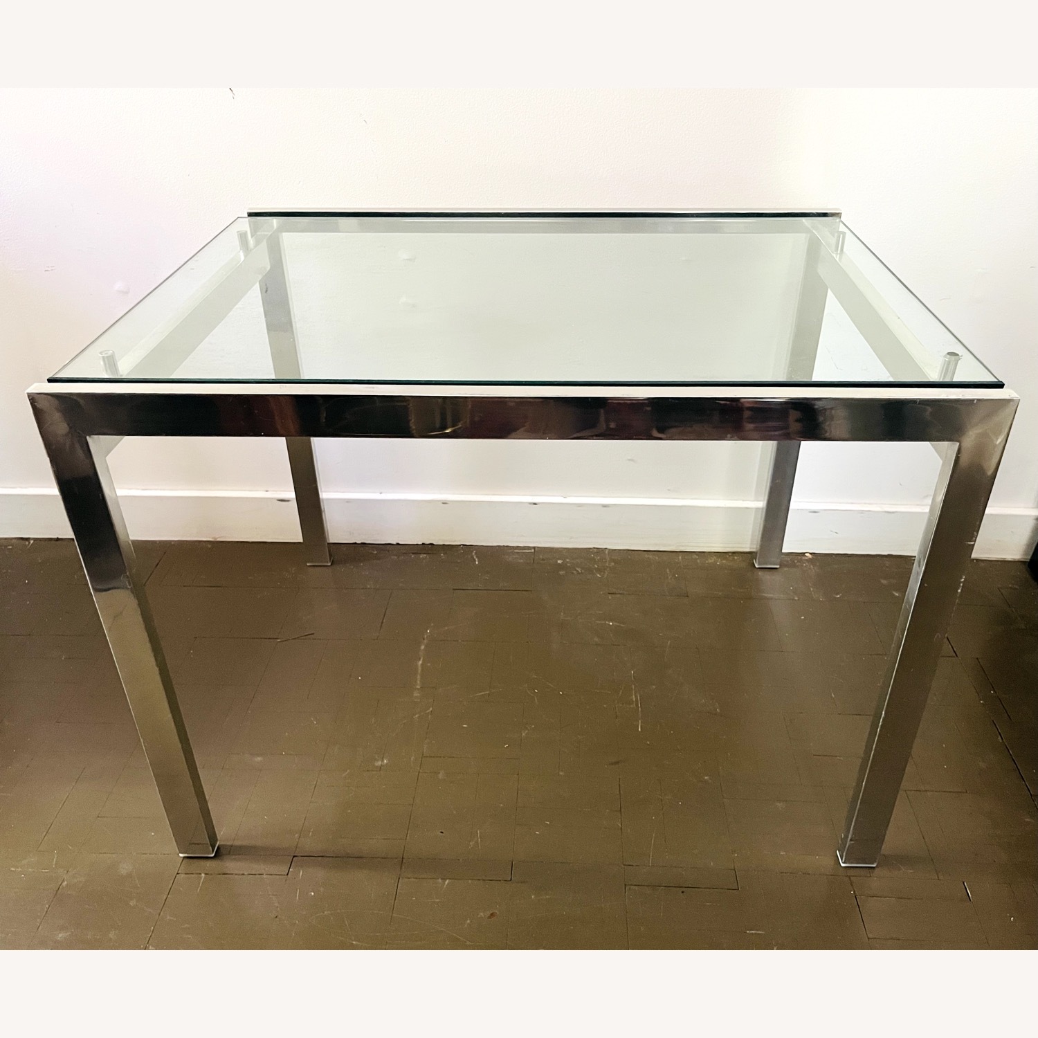 Chrome Coffee Table Floating Glass Glam 1970s - image-2
