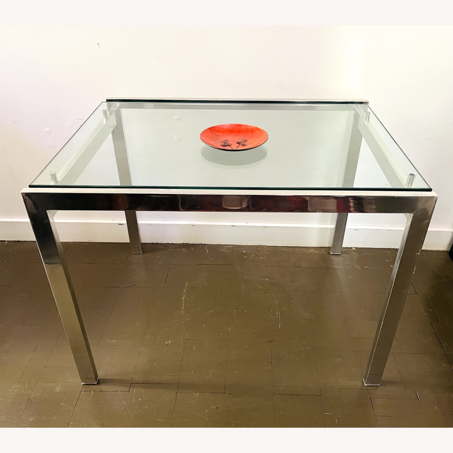 Chrome Coffee Table Floating Glass Glam 1970s - image-7