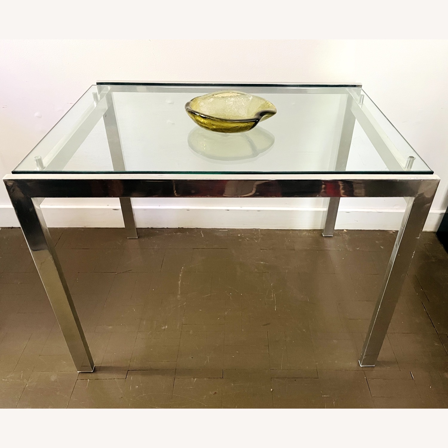 Chrome Coffee Table Floating Glass Glam 1970s - image-4
