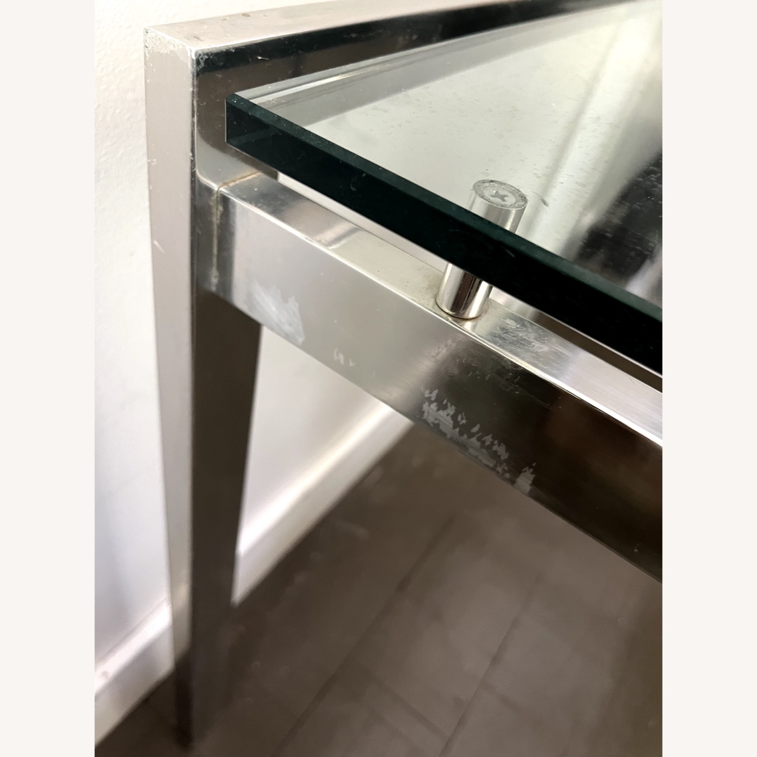 Chrome Coffee Table Floating Glass Glam 1970s - image-13