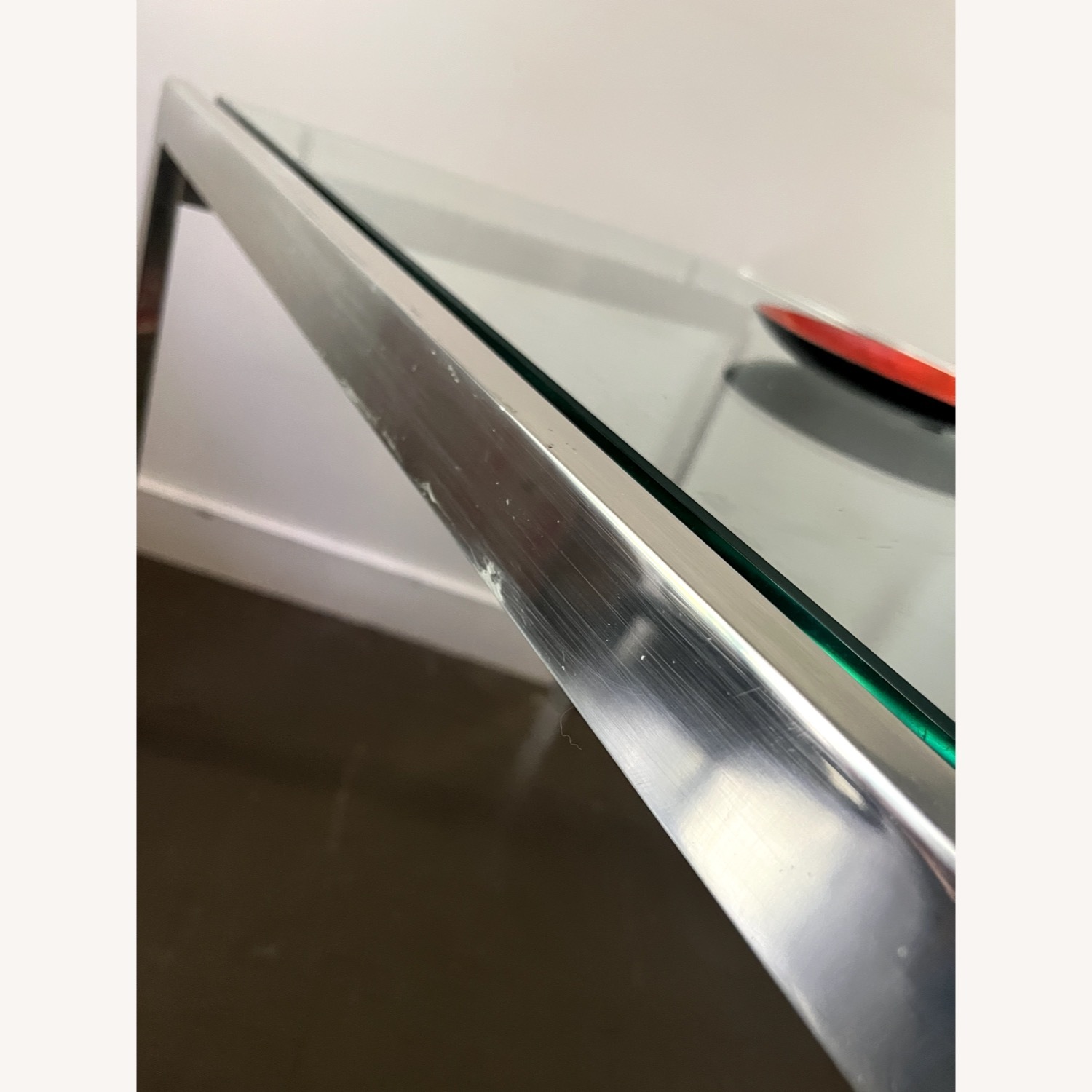 Chrome Coffee Table Floating Glass Glam 1970s - image-8