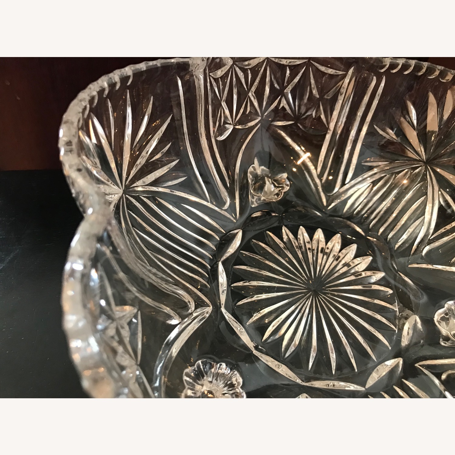Vintage Hand - Cut  Crystal Centerpiece Bowl - image-14