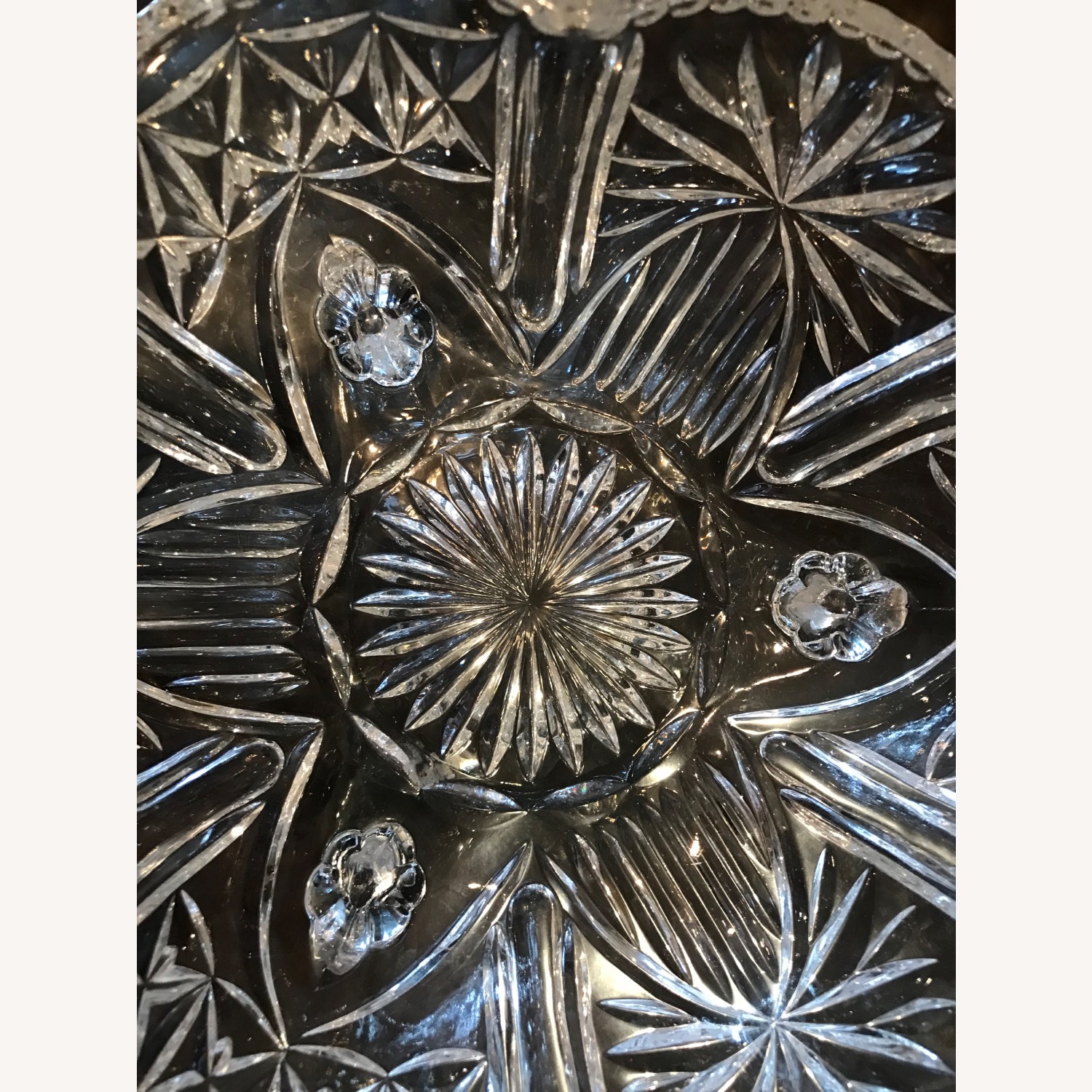 Vintage Hand - Cut  Crystal Centerpiece Bowl - image-9