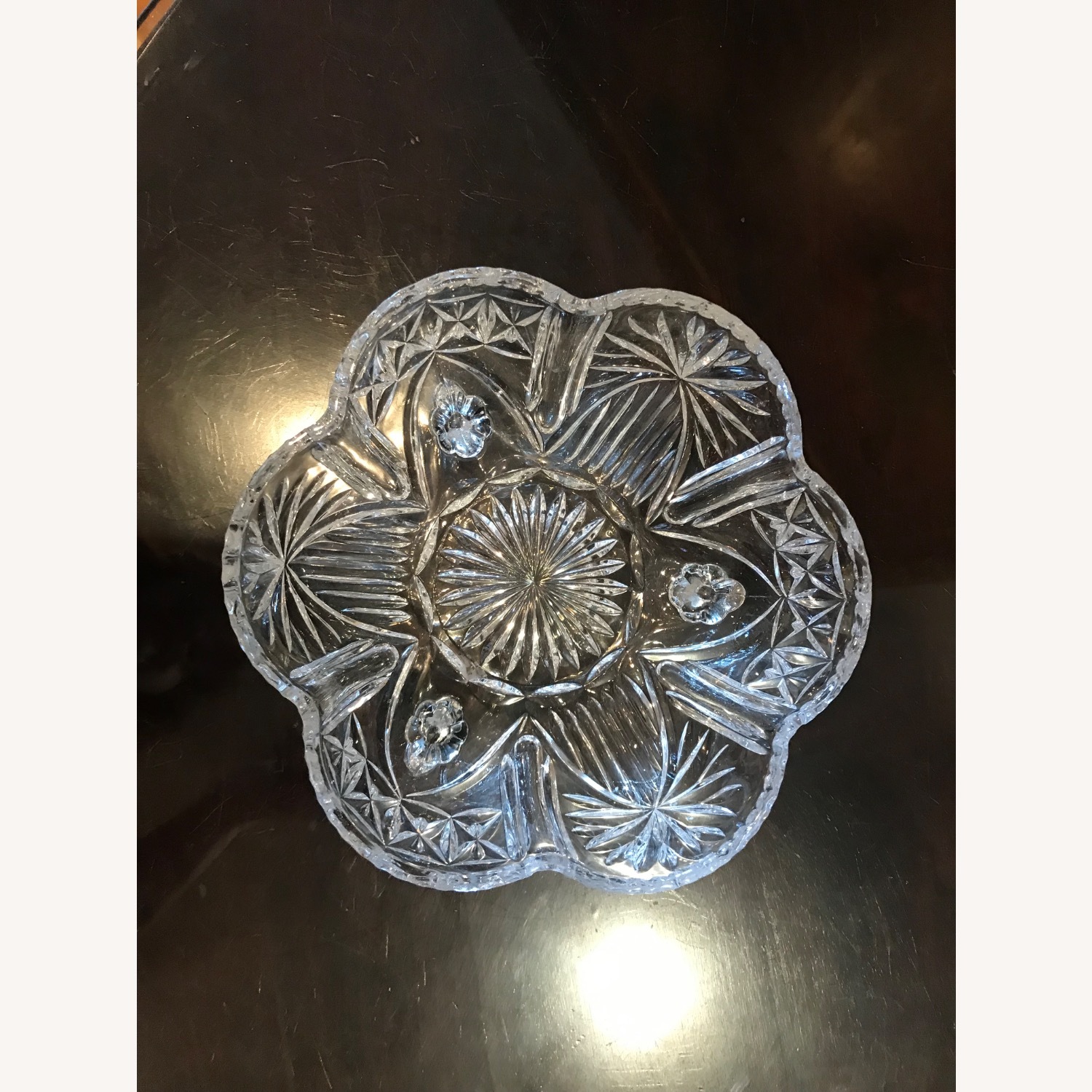 Vintage Hand - Cut  Crystal Centerpiece Bowl - image-10