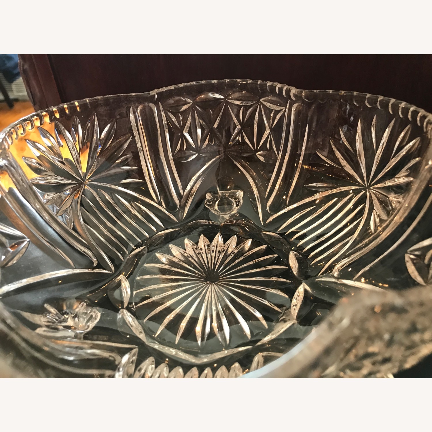 Vintage Hand - Cut  Crystal Centerpiece Bowl - image-11
