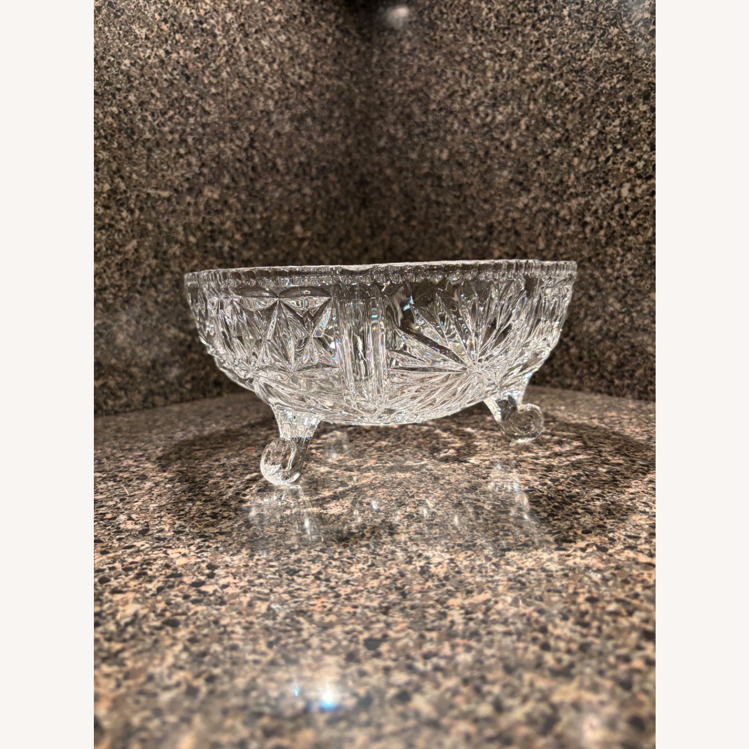 Vintage Hand - Cut  Crystal Centerpiece Bowl - image-1
