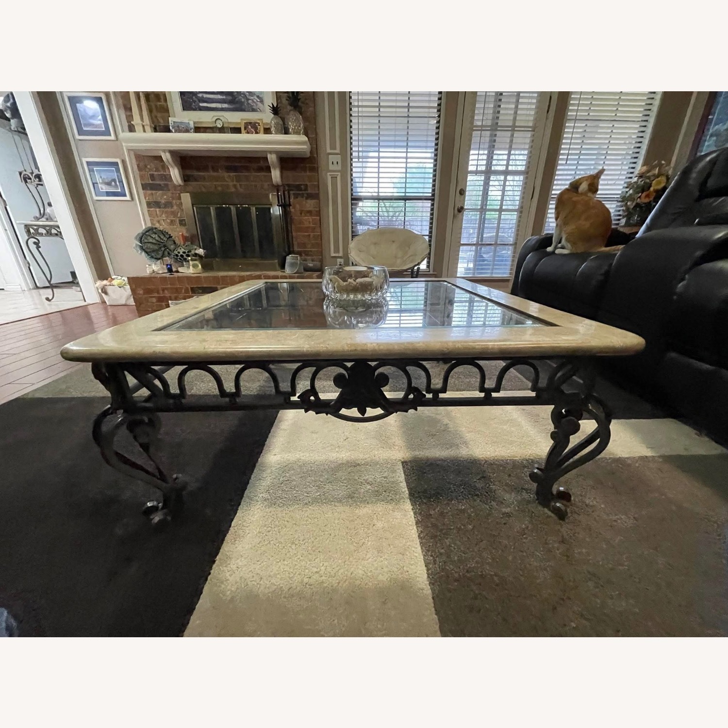 Square Marble & Glass Coffee Table - image-1