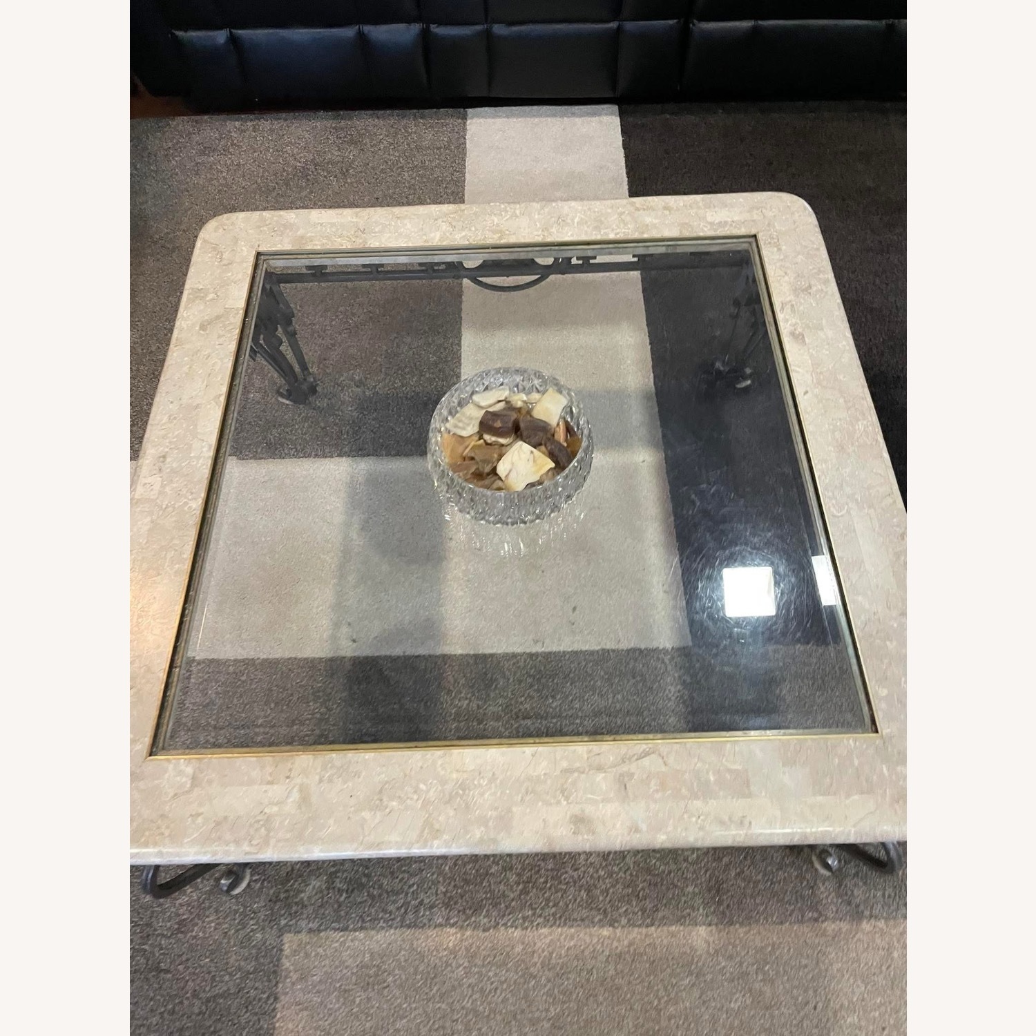 Square Marble & Glass Coffee Table - image-2