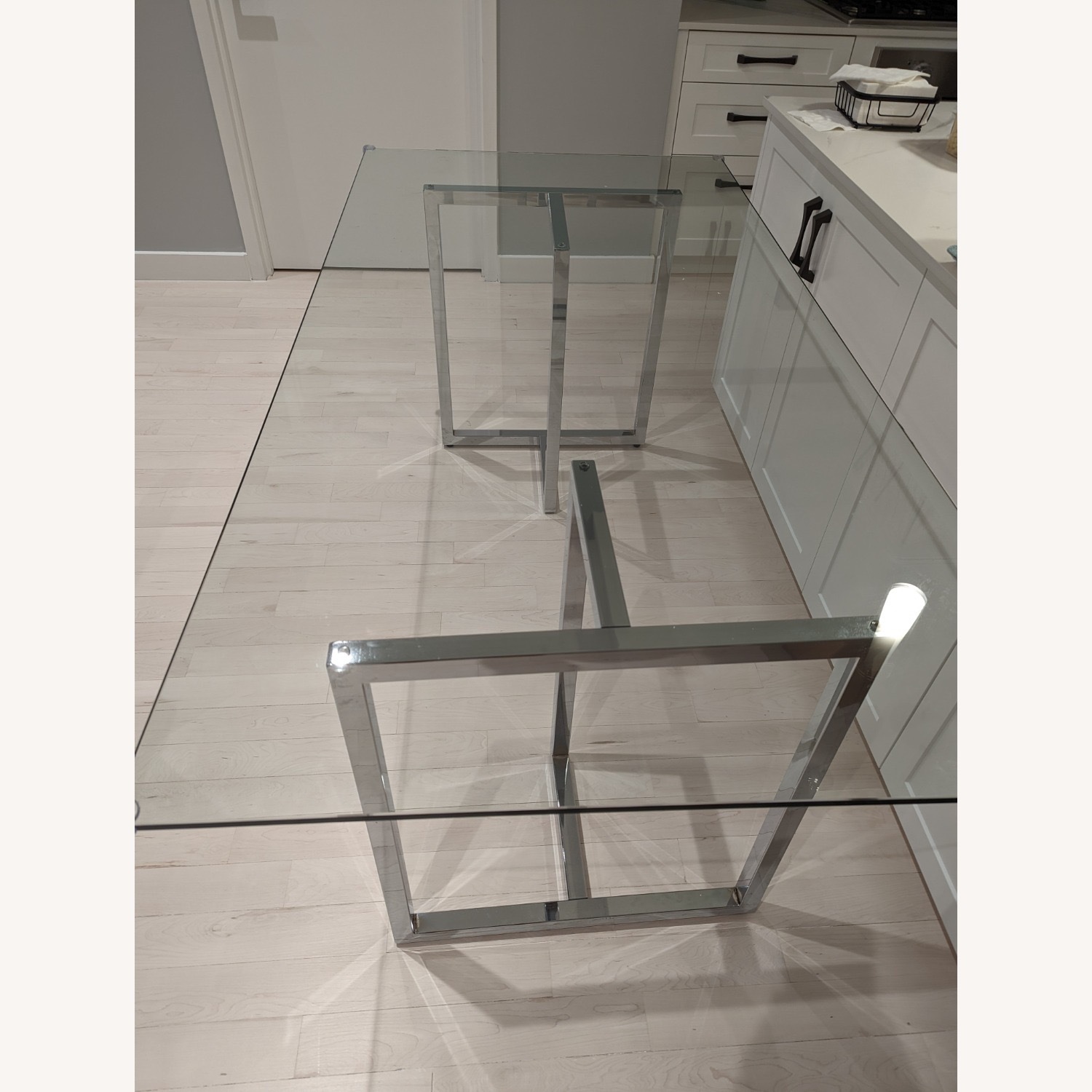 CB2 Silverado Glass/Chrome Dining Table - image-1