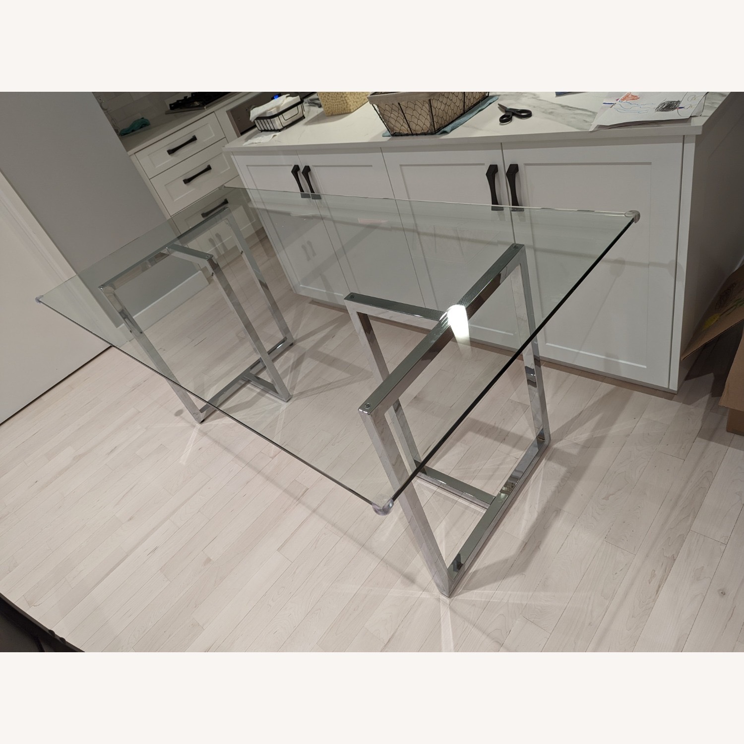 CB2 Silverado Glass/Chrome Dining Table - image-3