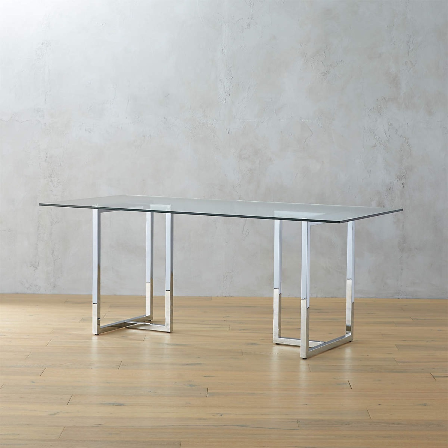 CB2 Silverado Glass/Chrome Dining Table - image-4