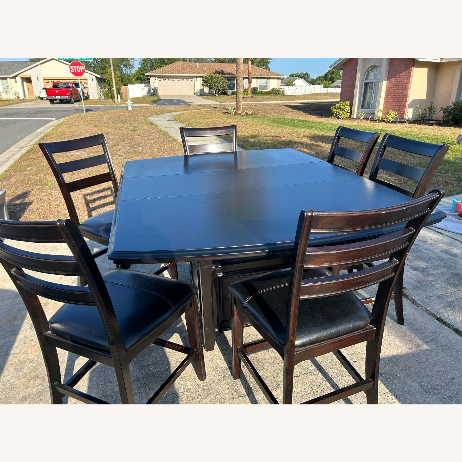Dark Brown Dining Room Set with 6 Chairs - image-1