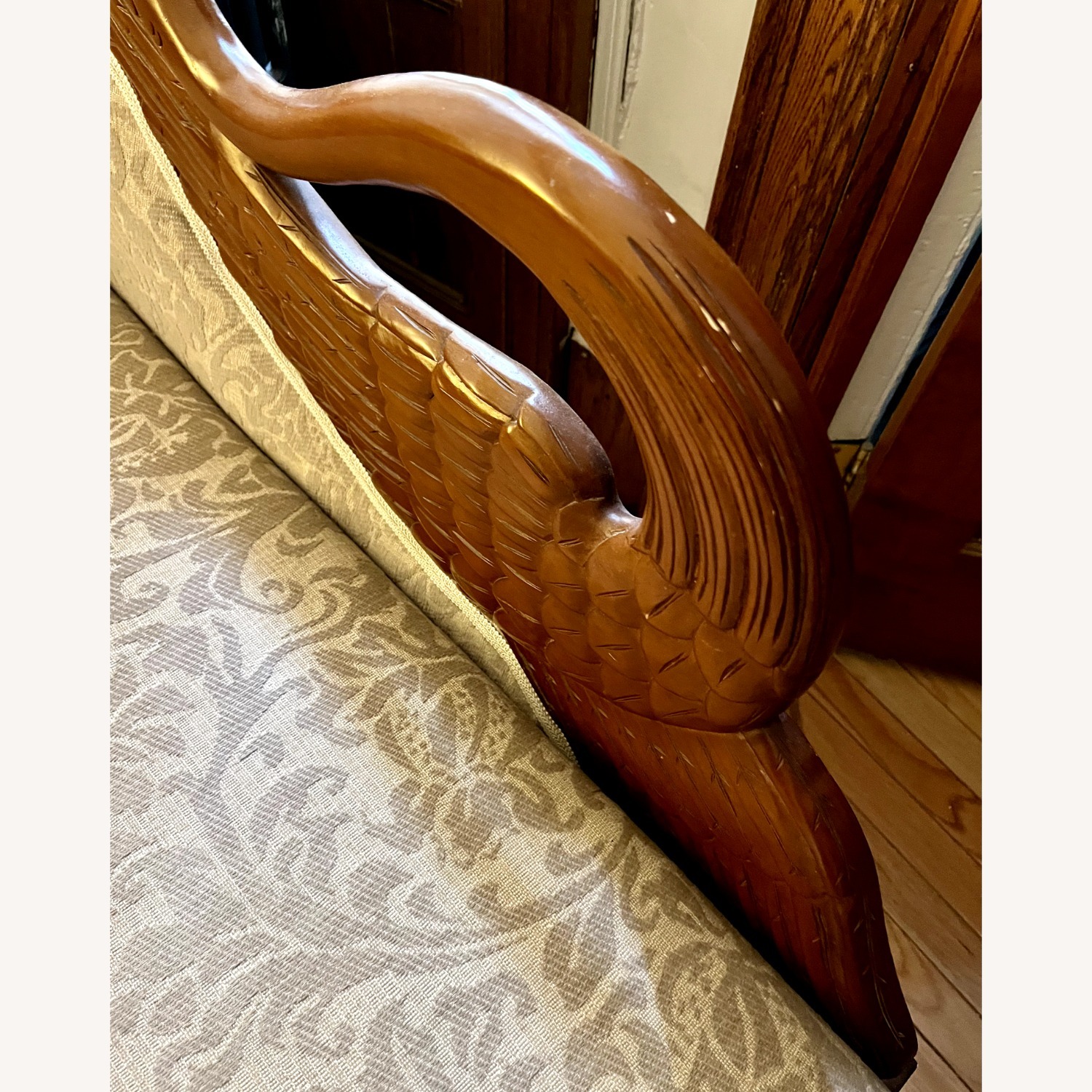 Wood Chaise Lounge with Swan Detail - image-4