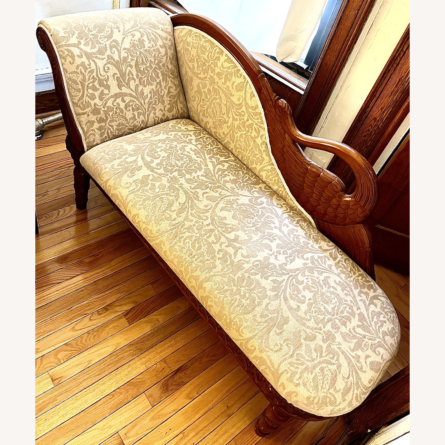 Wood Chaise Lounge with Swan Detail - image-5