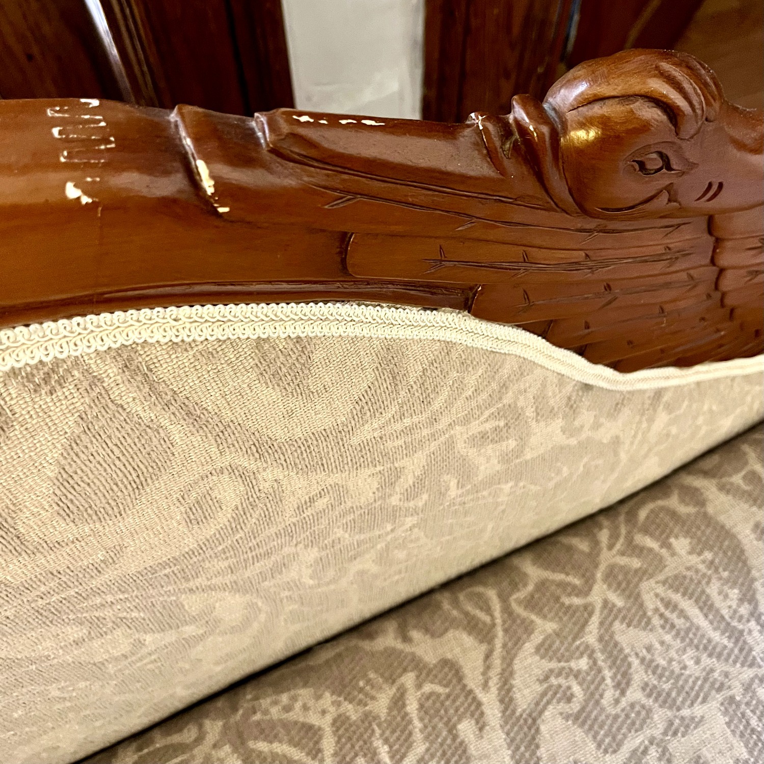 Wood Chaise Lounge with Swan Detail - image-10