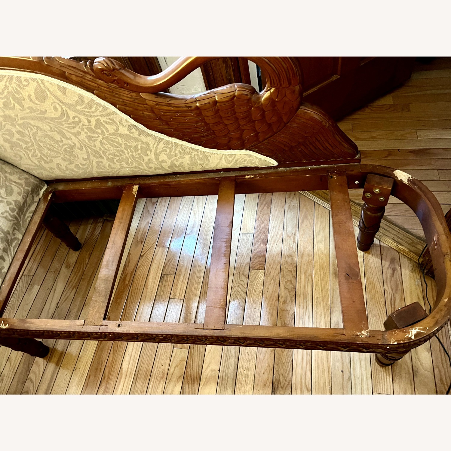 Wood Chaise Lounge with Swan Detail - image-6